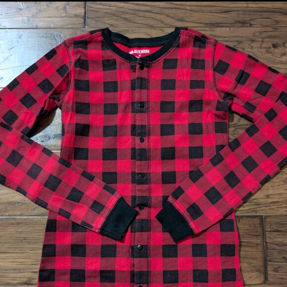 Kids Hatley little Blue House onesie union suit pajamas red plaid size 14 - Picture 7 of 14